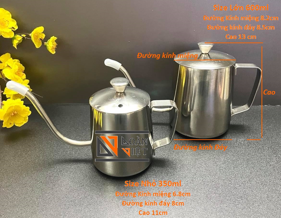 Ca rót Trà Cà Phê VÒI DÀI INOX 304 - Bình Trà, Bình CAFE - CA RÓT NƯỚC. DỤng cụ rót nước, Soup dành cho Gia đình và Quán Ăn. Sản phẩm BÌNH TRÀ KIỂU MỚI lạ DỄ THƯƠNG