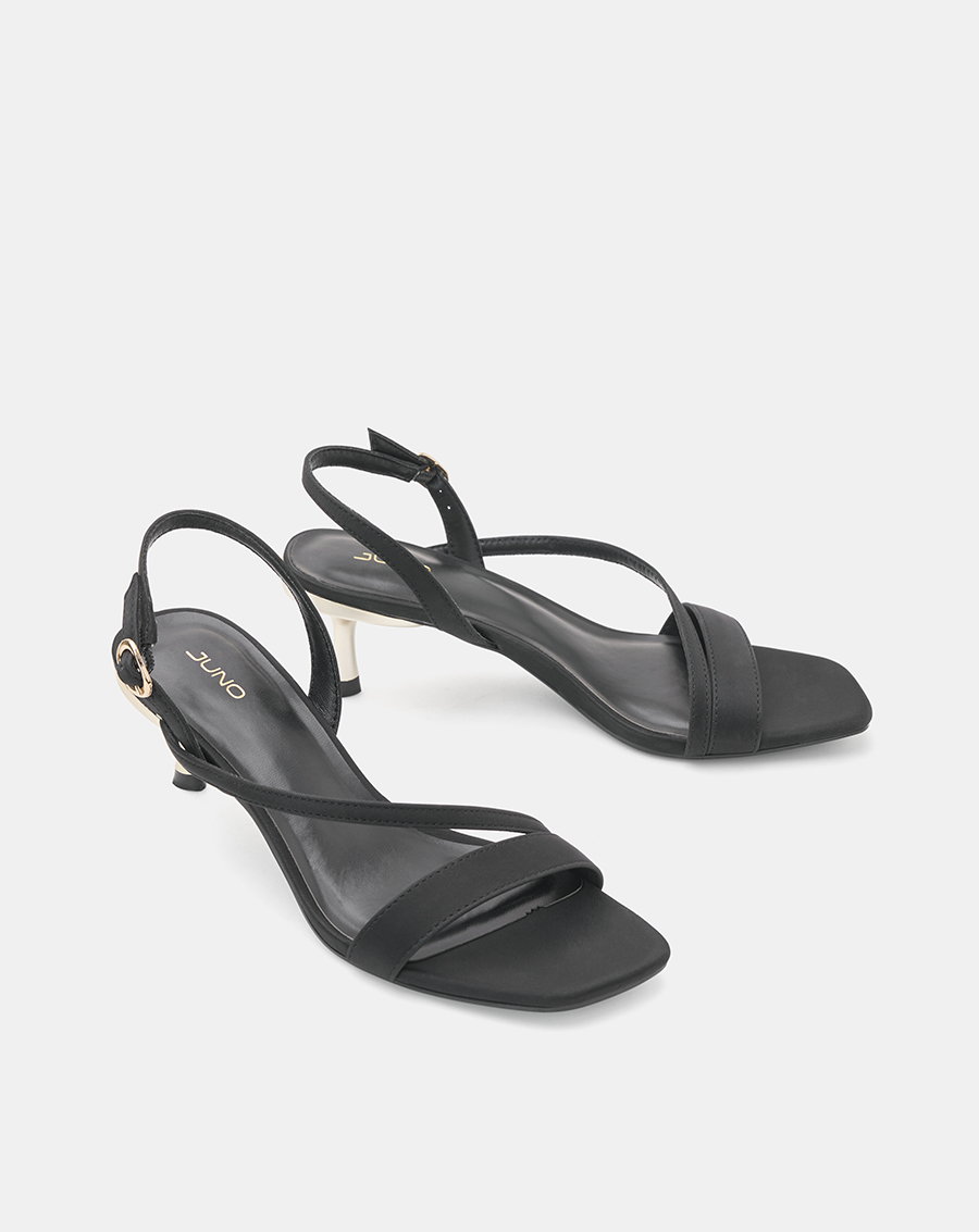 Giày Sandal Nữ 7cm Thời Trang JUNO Gót Trụ Quai Ngang Phối Quai Xéo SD07099