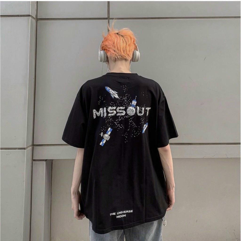 Áo Thun Áo Phông Tay Lỡ From rộng Unisex, from rộng chất mát min in MISSUOT màu trắng đen