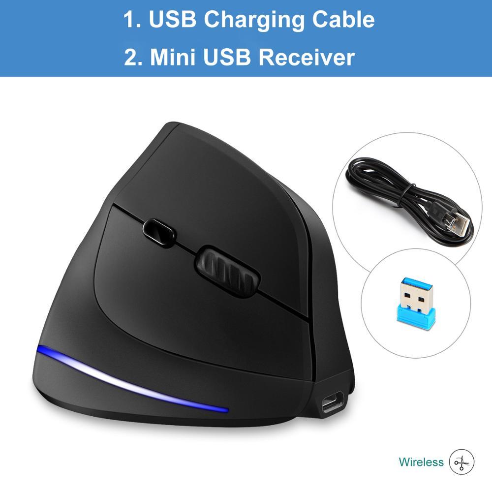 Lefon Mới Nâng Cấp Sạc Không Dây Chuột Game Thủ Công Thái Quang 2.4G/1000/1600/2400 DPI USB Dọc Chuột cho MÁY TÍNH Chơi Game