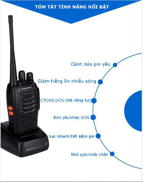 Bộ 5 bộ đàm cầm tay Motorola GP 366 - Hàng Chính Hãng