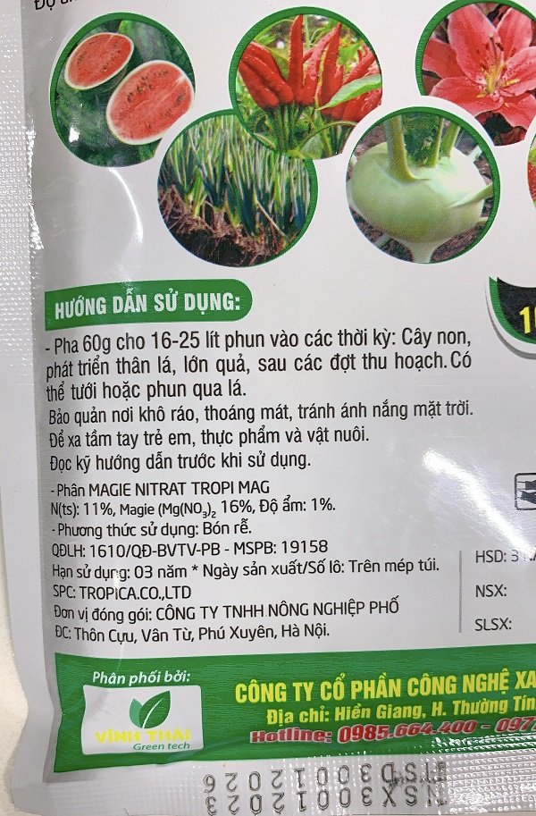 Phân Bón Diệp Lục Số 1 - Dưỡng Chất Tạo Xanh Lá MAGIE - Xanh Dày Lá, Mập Thân - Gói 60Gr