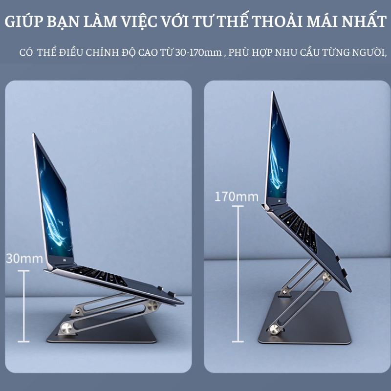 Giá Đỡ Laptop,Tablet Hợp Kim Nhôm Cao Cấp Chỉnh Độ Cao Theo Ý Muốn, Chống Mỏi Vai Gáy - Bạc