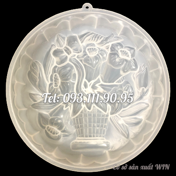 Khuôn rau câu sinh nhật, cưới hỏi giỏ hoa Ly Ly – Khuôn hình tròn loại 20 cm - Mã số 1126