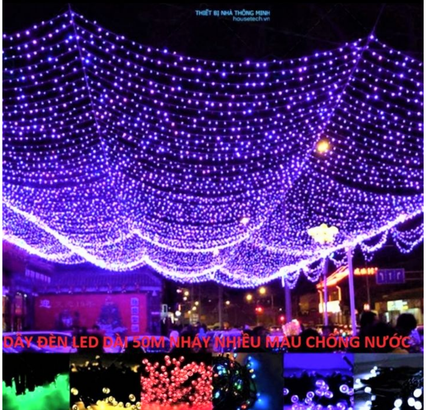 SIÊU GIÁ VỚI CUỘN DÂY LED TRANG TRÍ NHẤP NHÁY NHIỀU MÀU DÀI 50M ĐIỆN VAC 220V LOẠI TỐT ĐẸP