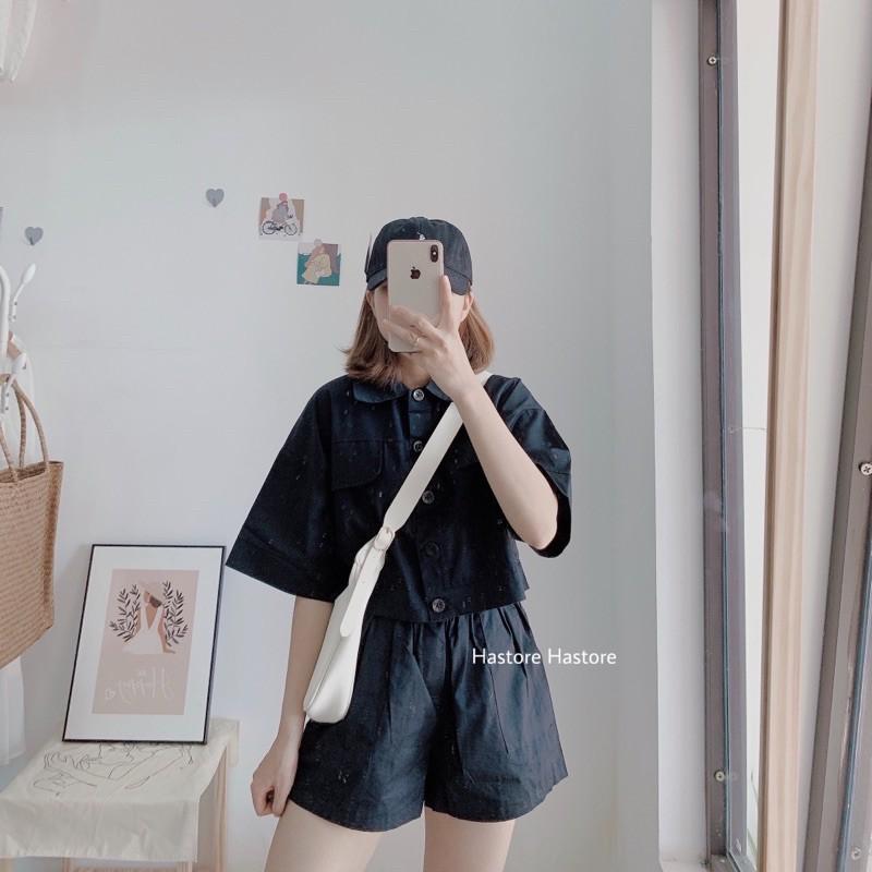 Set croptop khoác thô kèm short 3 màu