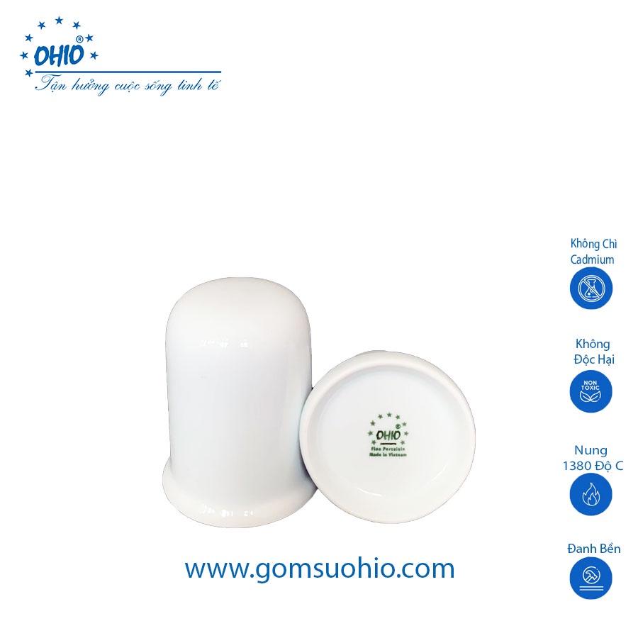 Ống Tăm Có Nắp Sứ Trắng OHIO