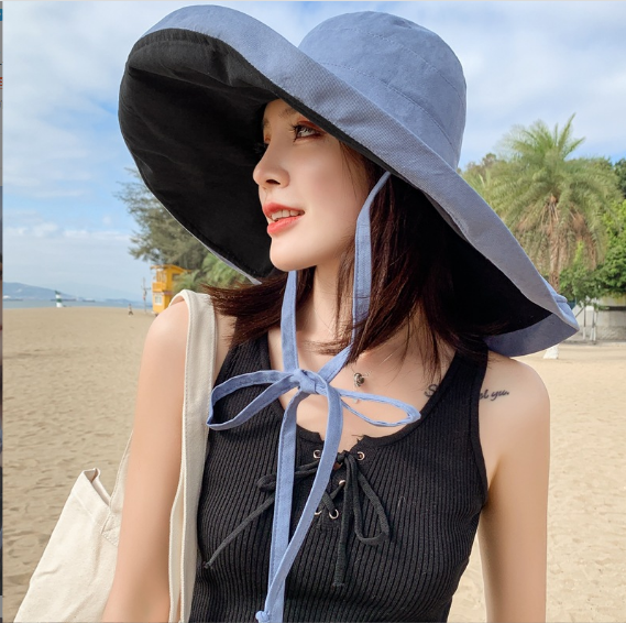 Mũ nữ chống nắng rộng vành đội 2 mặt thời trang, nón chống nắng chống tia cực tím cao cấp