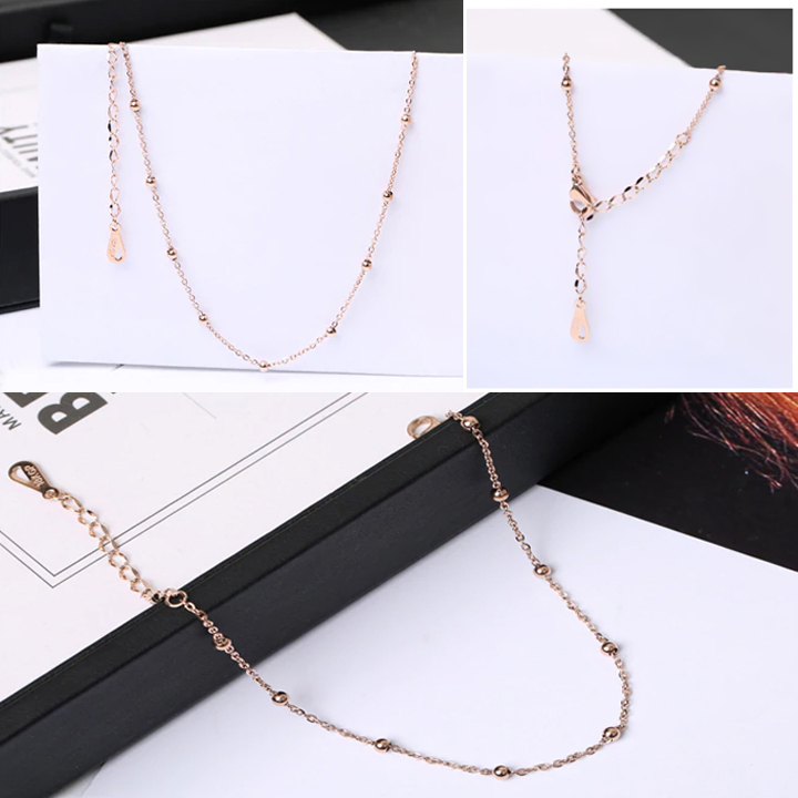 Lắc chân titan chuỗi bi tròn nhỏ màu vàng hồng thời trang WLC509H