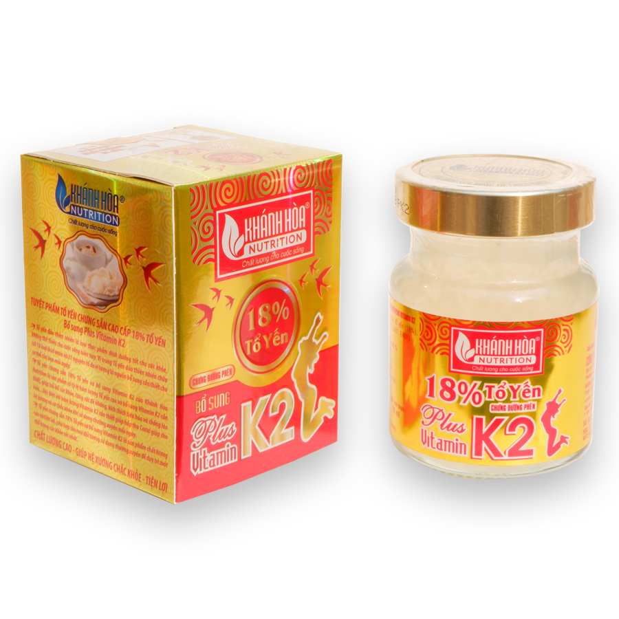 Hộp Quà Tổ Yến Chưng Đường Phèn 18% Bổ Sung Vitamin K2 Khánh Hòa Nutrition - Hộp 6 lọ x 70ml