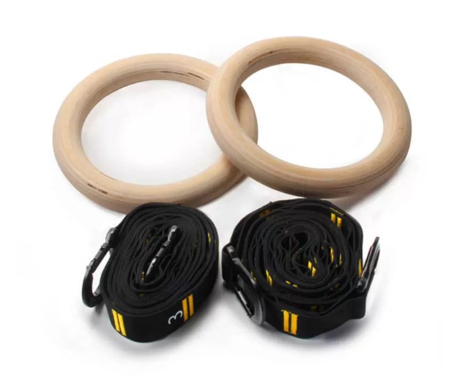 Vòng treo gỗ Gymnastic Rings Cleacco có vạch kẻ số , khóa cài thông minh tiện lợi , chắc chắn treo xà đơn , các bài tập dip rings , street workout , bảo hành 12 tháng - BORO SPORT - 3.2 cm
