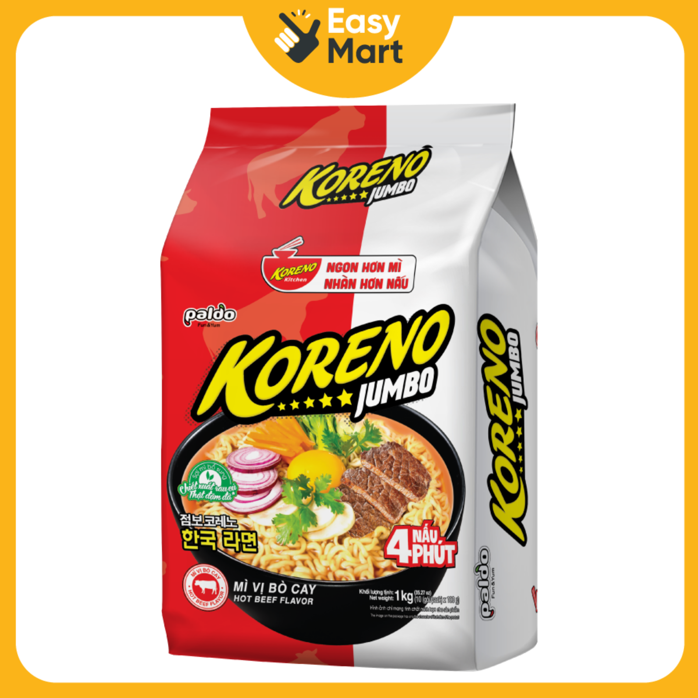 Mì ăn liền Koreno Jumbo 1kg (nhiều vị)