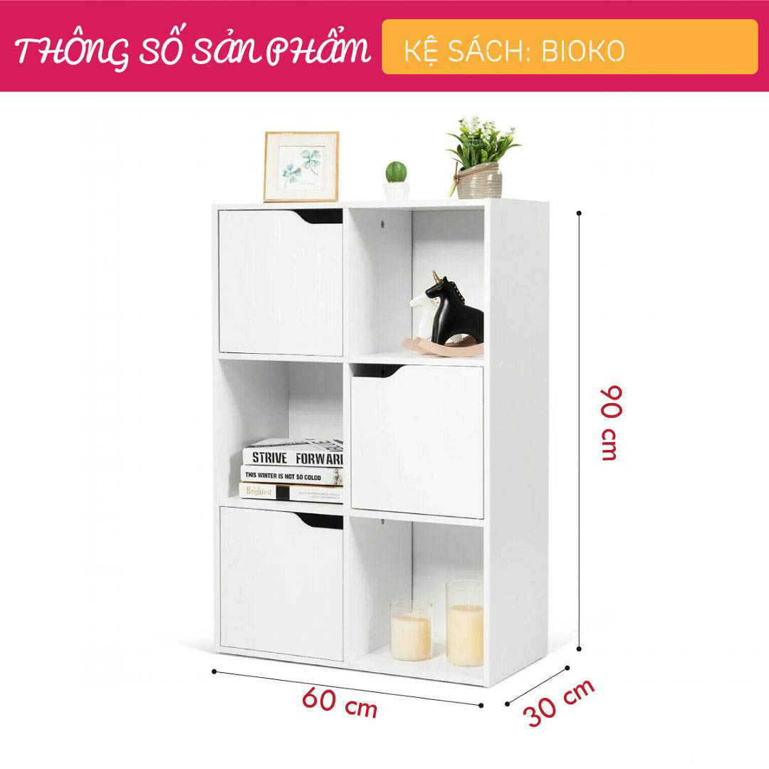 Giá đỡ sách gia đình gỗ công nghiệp đẹp hiện đại SMLIFE Bioko