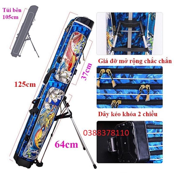 Bao Đựng Cần Câu Cá Chép Hóa Rồng 1m25 Nhiều Ngăn Dung Tích Lớn Có Giá Đỡ Cao Cấp SIÊU RẺ