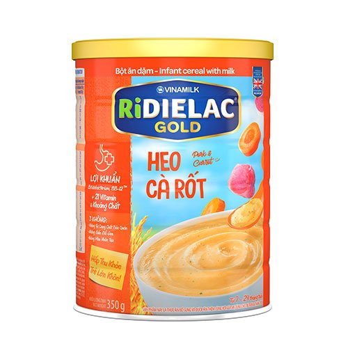 BỘT ĂN DẶM RIDIELAC GOLD HEO CÀ RỐT - HỘP THIẾC 350G