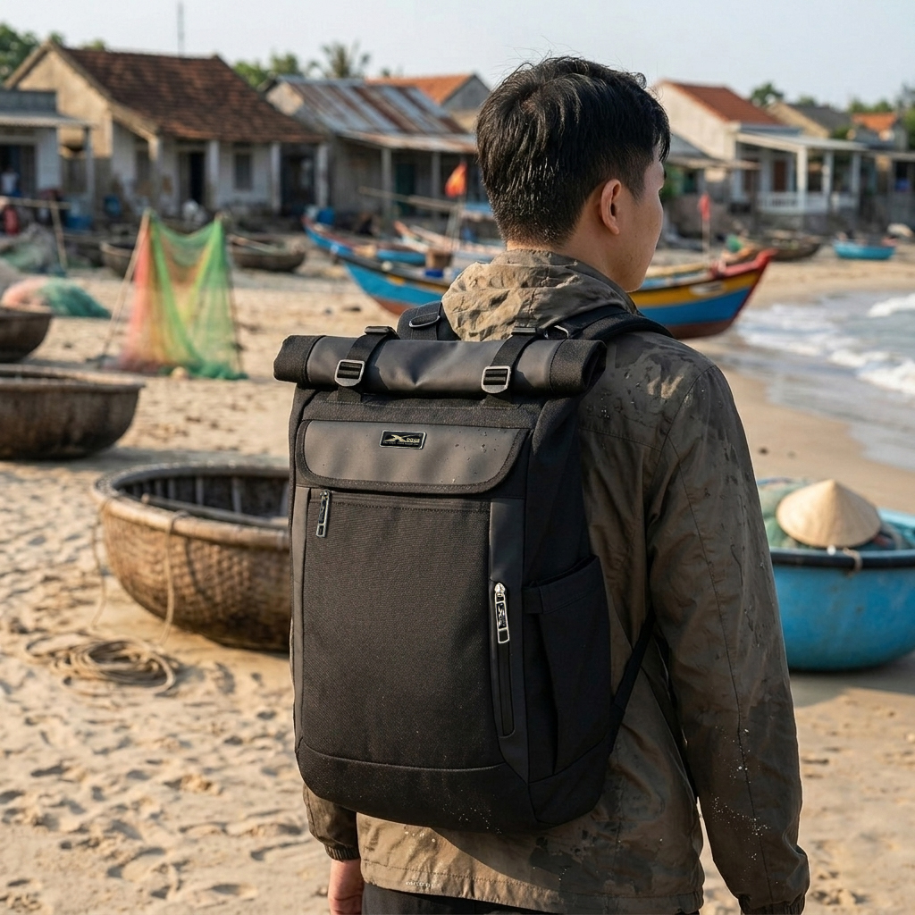 Balo Du Lịch Cỡ Lớn Xbags Dark Bear XB 1202 - Balo Nắp Cuộn Có Tính Năng Mở Rộng, Chống Nước, Nhiều Ngăn Tiện Lợi, Thiết Kế Sang Trọng, Đựng Laptop 17 Inch