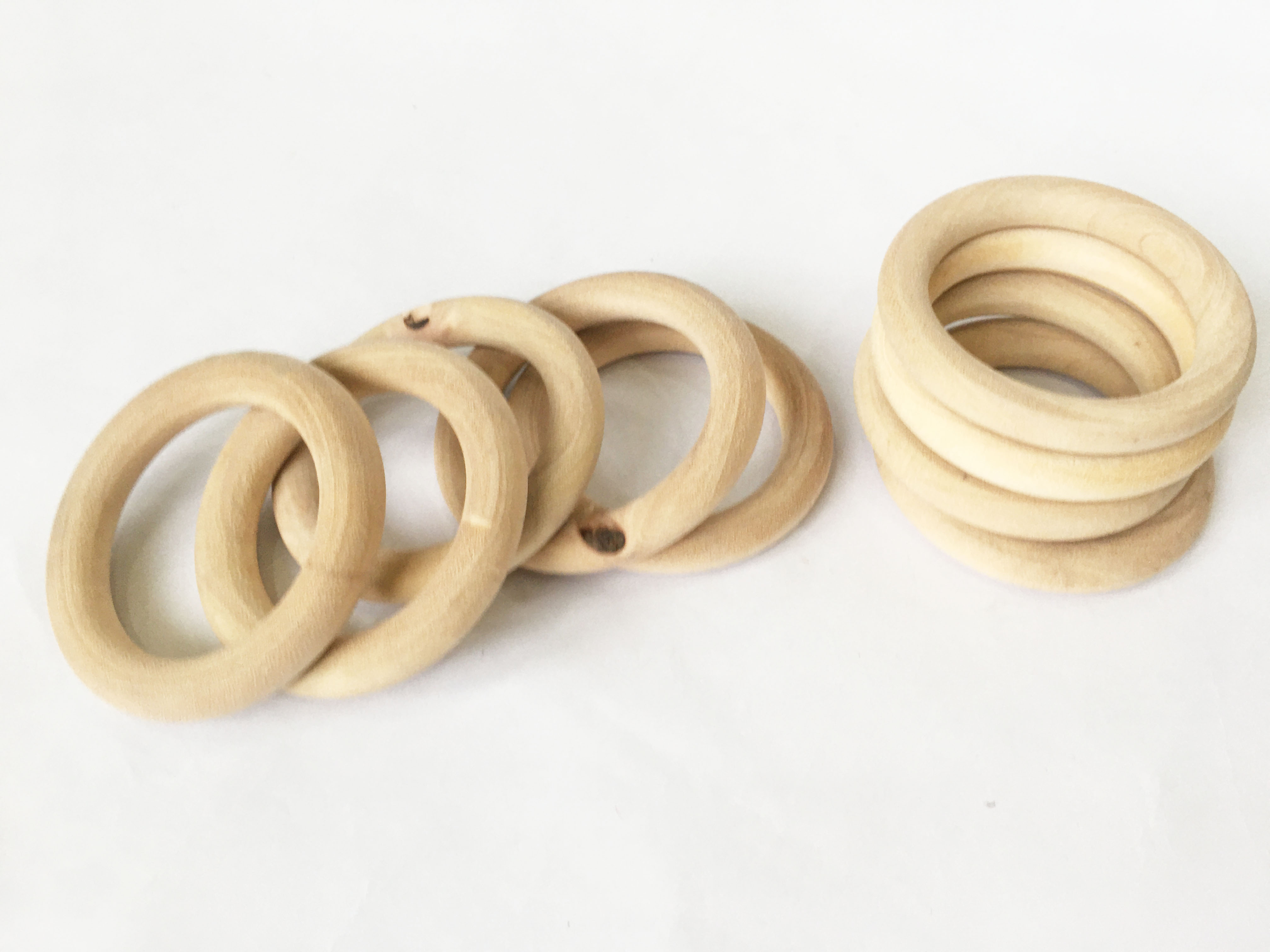 Combo 5 Vòng gỗ mộc tự nhiên , khoen gỗ làm lục lạc - vòng cầm tay đồ chơi cho bé - trang trí, handmade macrame