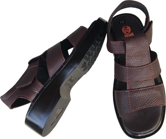 Giày sandal nam Trường Hải da bò thật mềm mại màu nâu đế PU nhẹ nhàng không trơn hình ảnh thật SD0474