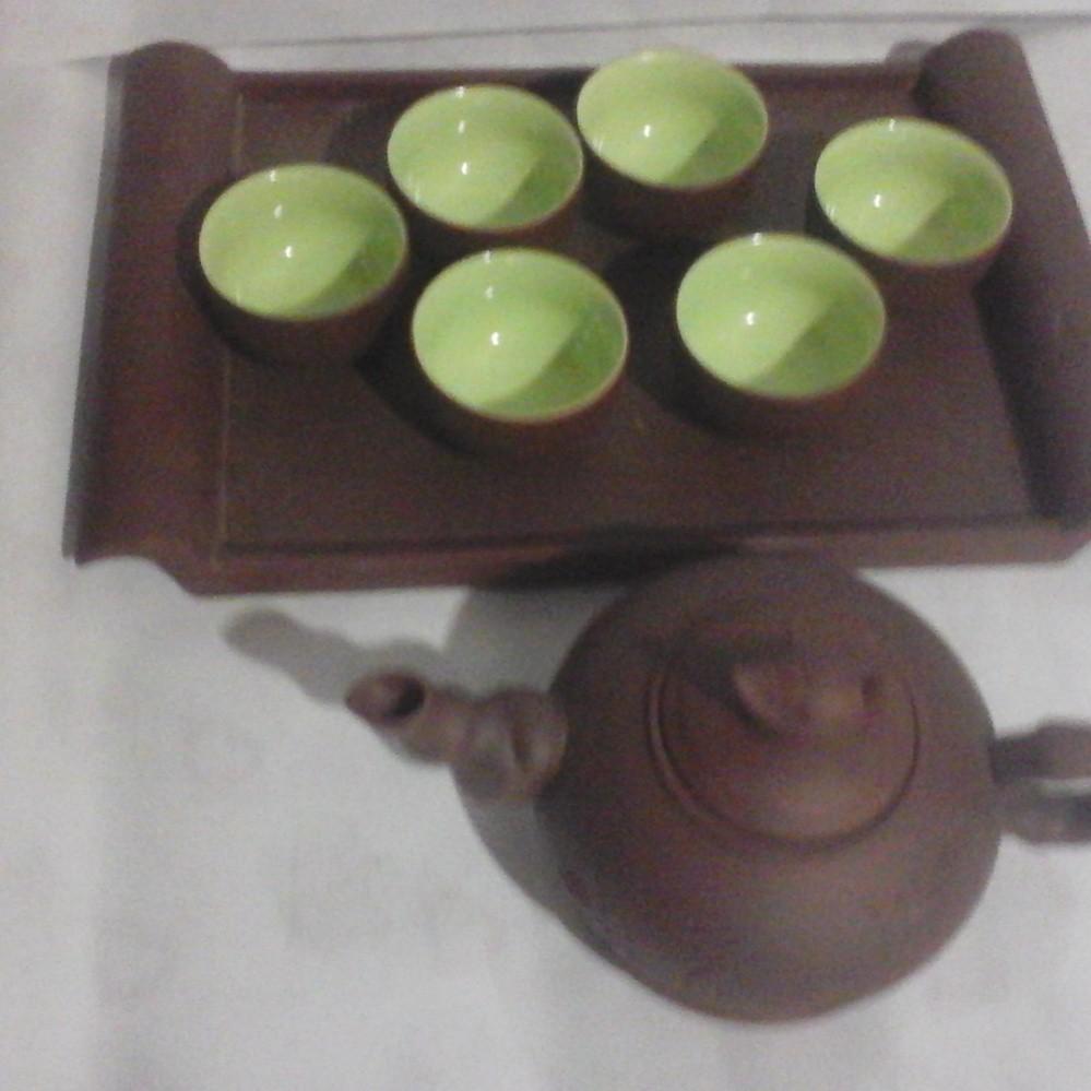 Bộ ấm chén uống trà cao cấp, khay, nâu