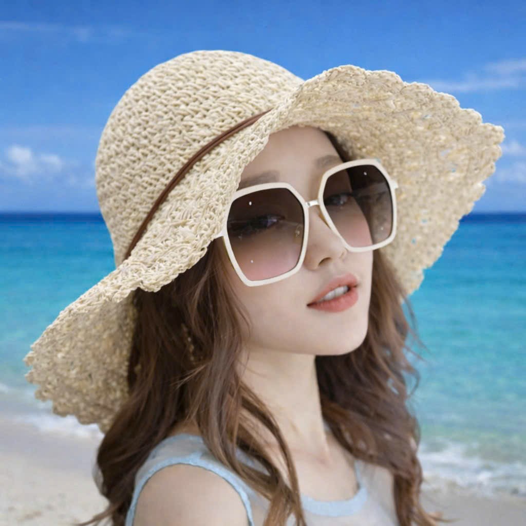 Mũ cói rộng vành chống nắng nữ gấp gọn– Nón đi biển che nắng chống tia UV, form đẹp, thời trang Hàn Quốc  Chất liệu: Cói – nhẹ, thoáng khí  Kiểu dáng: Vành rộng chống nắng, form mềm mại  Phong cách: Hàn Quốc – thanh lịch, nữ tính