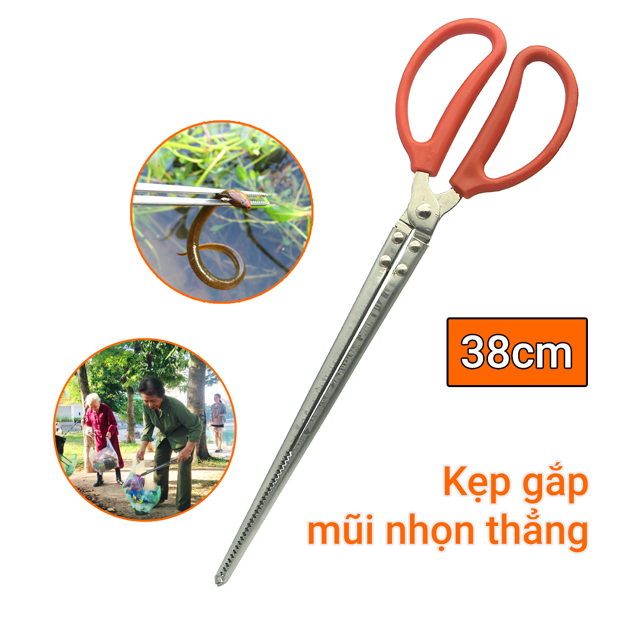 Kẹp gắp dài hình kéo mũi nhọn thẳng 38cm