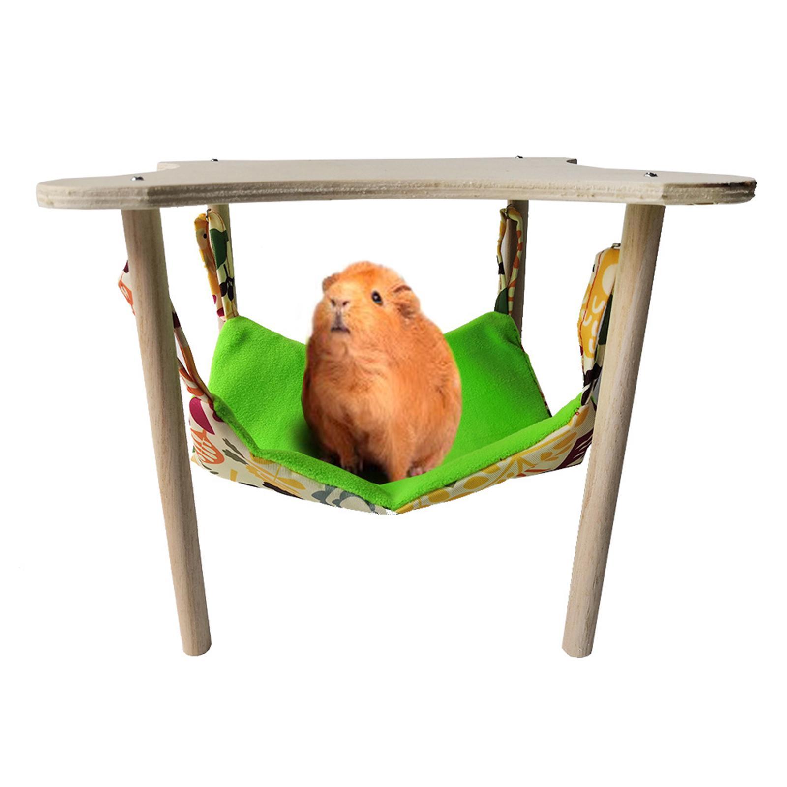 Guinea Pigs Hammock Guinea Pig Hideout with Durable Wooden Stand Hanging Bed Hamster Hammock for Chinchilla Small Animals Dwarf Rabbit Bunny