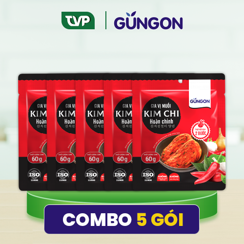 Combo 5 gói gia vị muối kim chi hoàn chỉnh Gungon chuẩn vị Hàn Quốc 60g