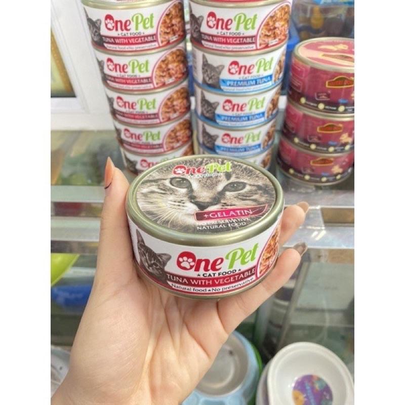 Pate lon One Pet dành cho mèo vị rau và cá ngừ 165g