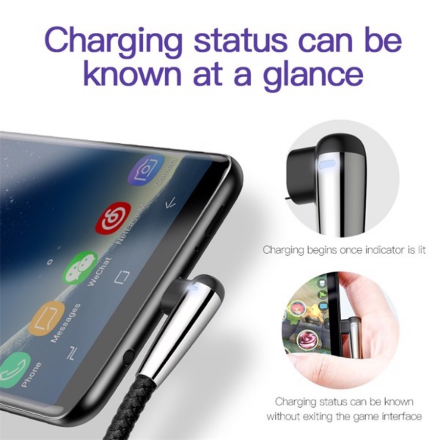 [Hàng Chính Hãng] Cáp sạc nhanh và truyền dữ liệu siêu bền Baseus Sharp Bird Type C cho Game thủ (Quick charge 3.0, Metal MVP Elbow Mobile Game Cable) LV342