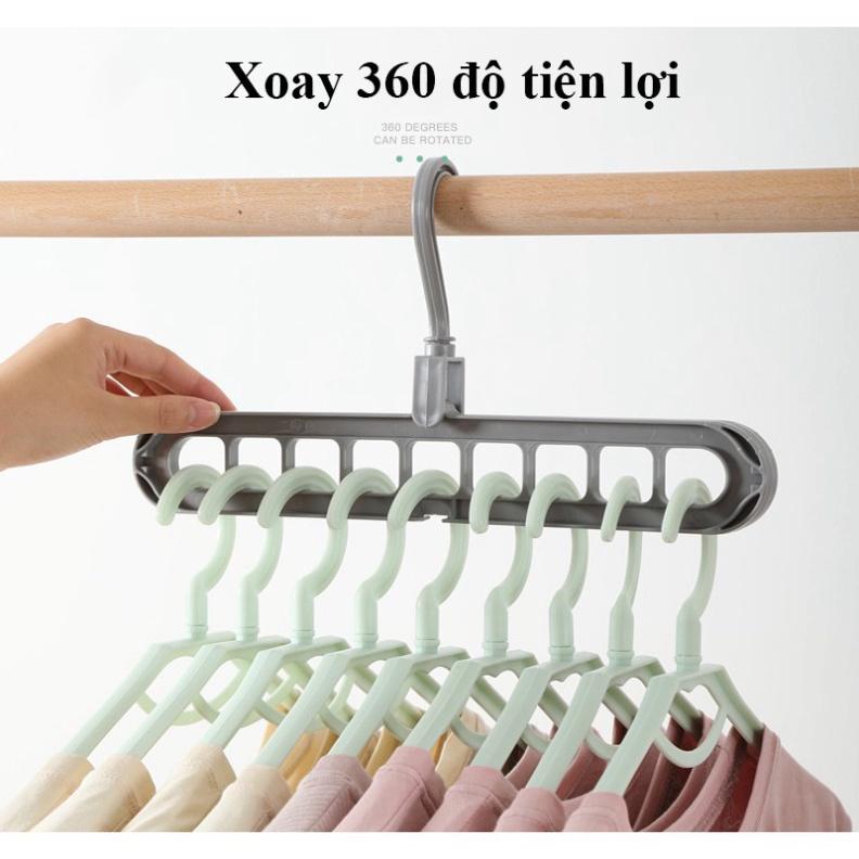 Móc Treo Quần Áo 9 Lỗ Đa Năng, Tiết Kiệm Diện Tích Siêu Tiện Dụng