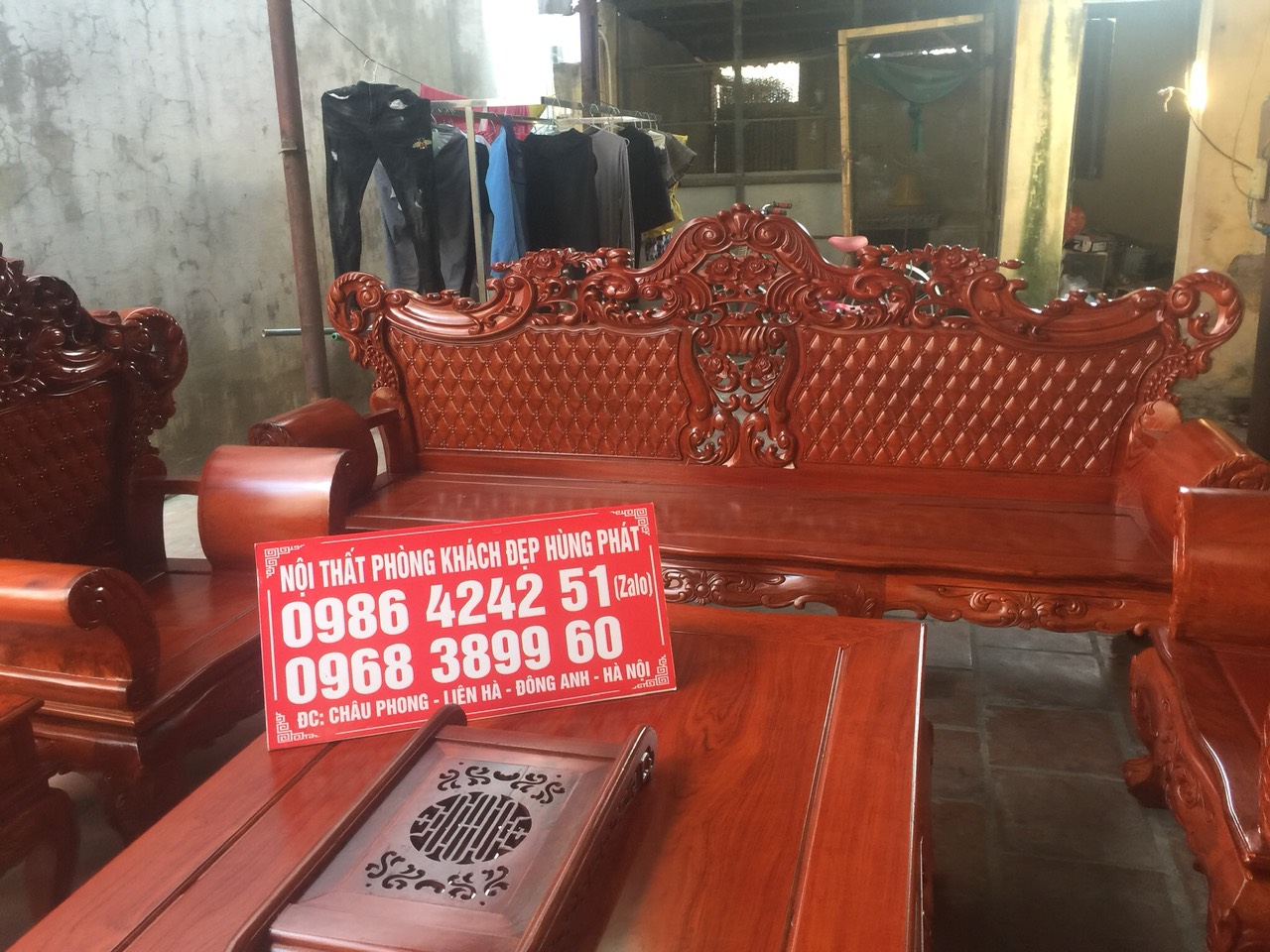 Bộ bàn ghế Hoàng Gia gỗ hương đá