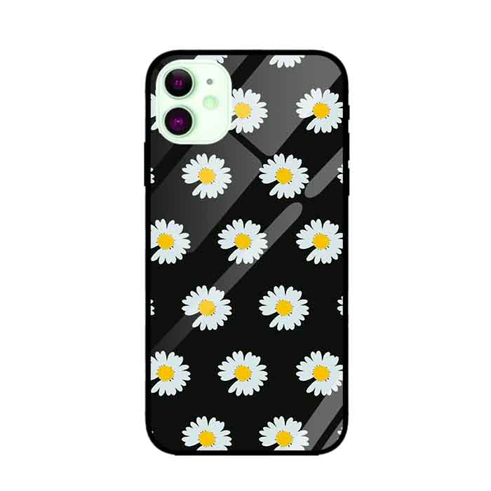Ốp lưng kính cường lực cho iPhone 11 Nền Họa Tiết Hoa Cúc Peace - Hàng Chính Hãng