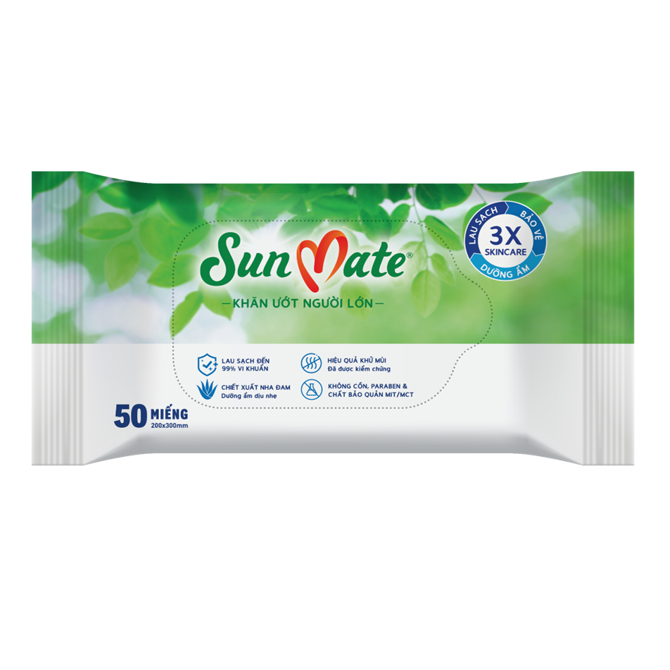 Combo 6 khăn ướt Sunmate (gói 50 miếng)