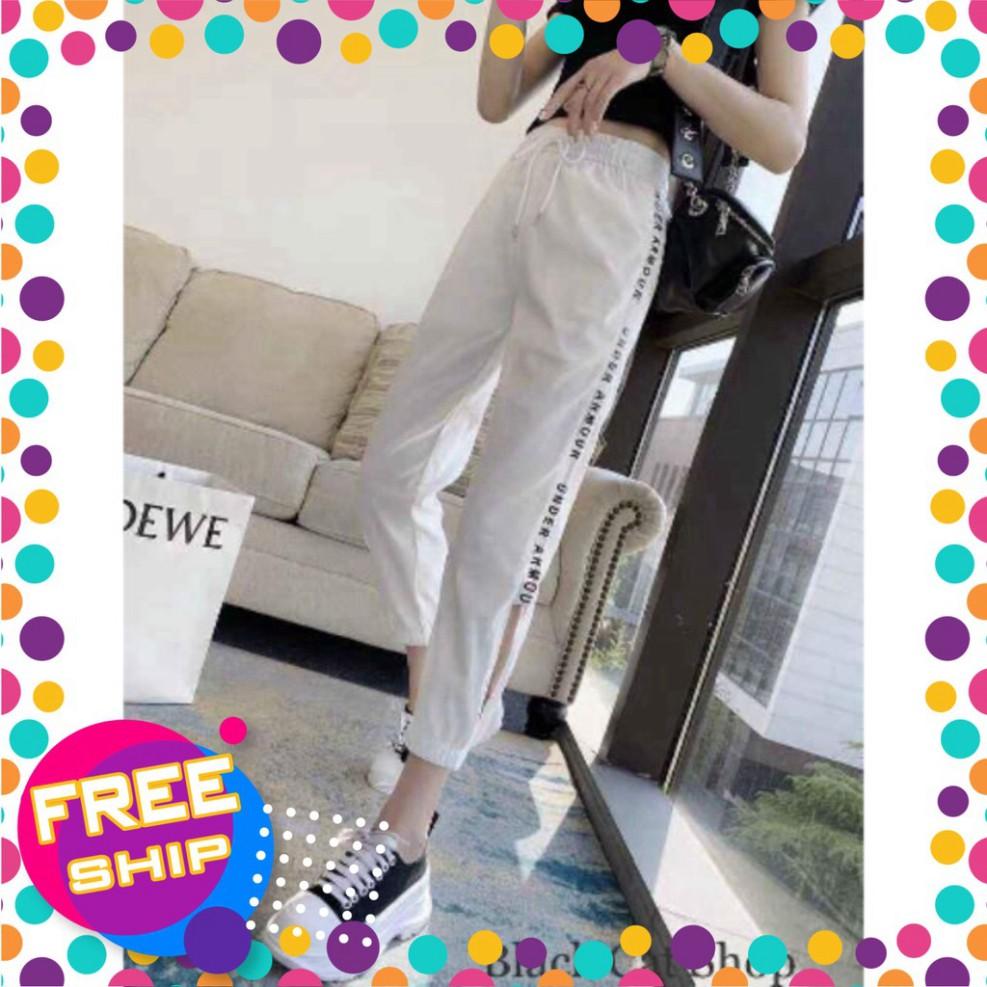 Quần Bom Hàn Thêu Chữ Cá Tính, Chất Vải Đũi Siêu Mát, Hàng Loại 1, Chất Đẹp