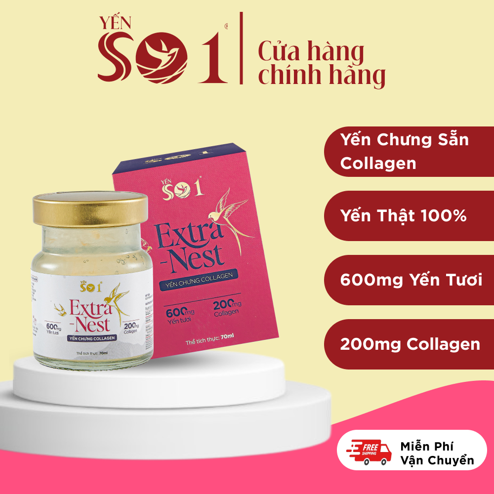 [Set 6 Lọ Yến 70ml ] Yến Số 1 Chưng Sẵn Collagen,Yến Thật, 600mg Yến Tươi, 200mg Collagen