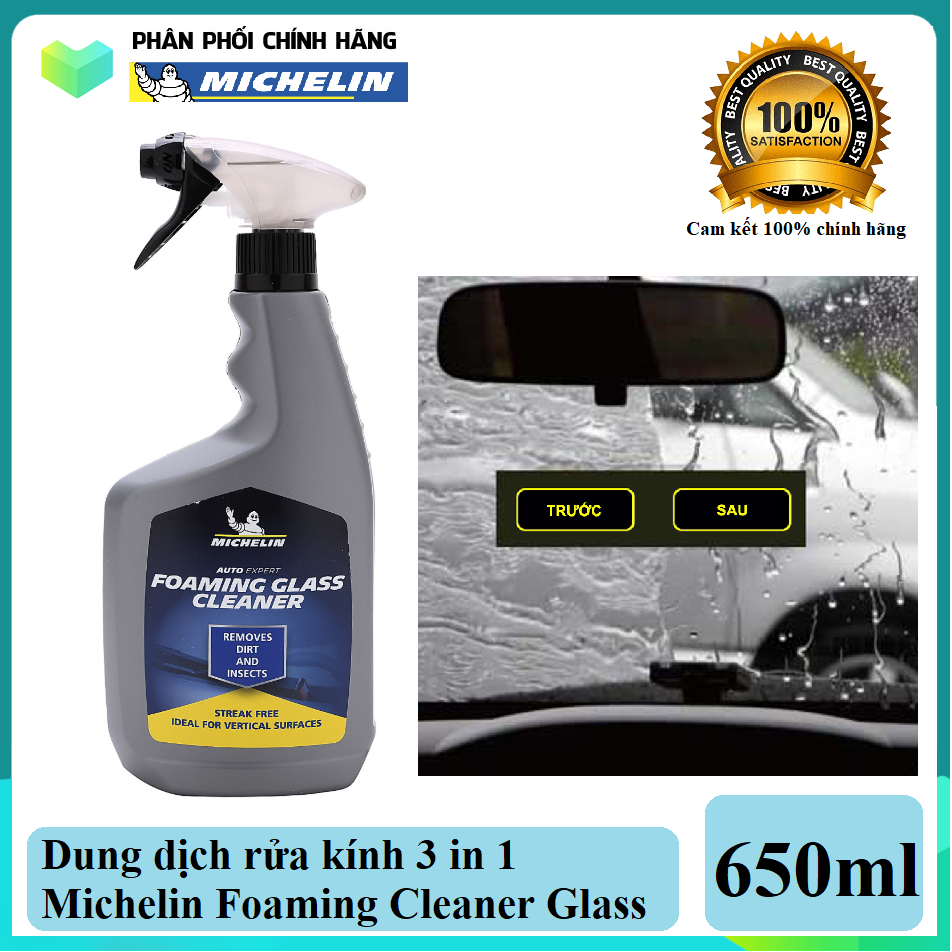 Dung dịch vệ sinh gương Michelin Foaming Glass Cleaner 31395 - 650ml - Hàng chính hãng