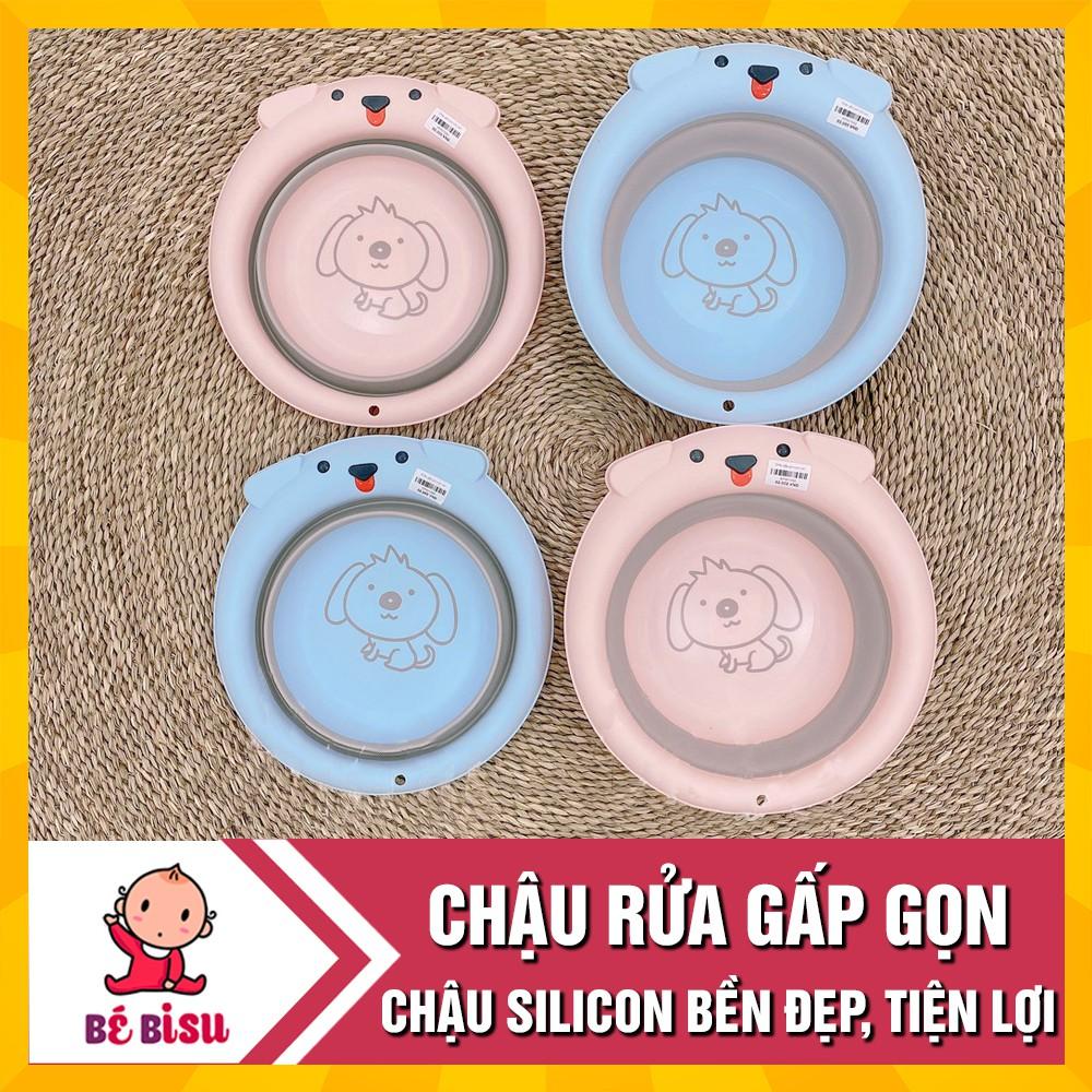 Chậu rửa mặt silicon gấp gọn đa năng cho bé (33x33x8cm