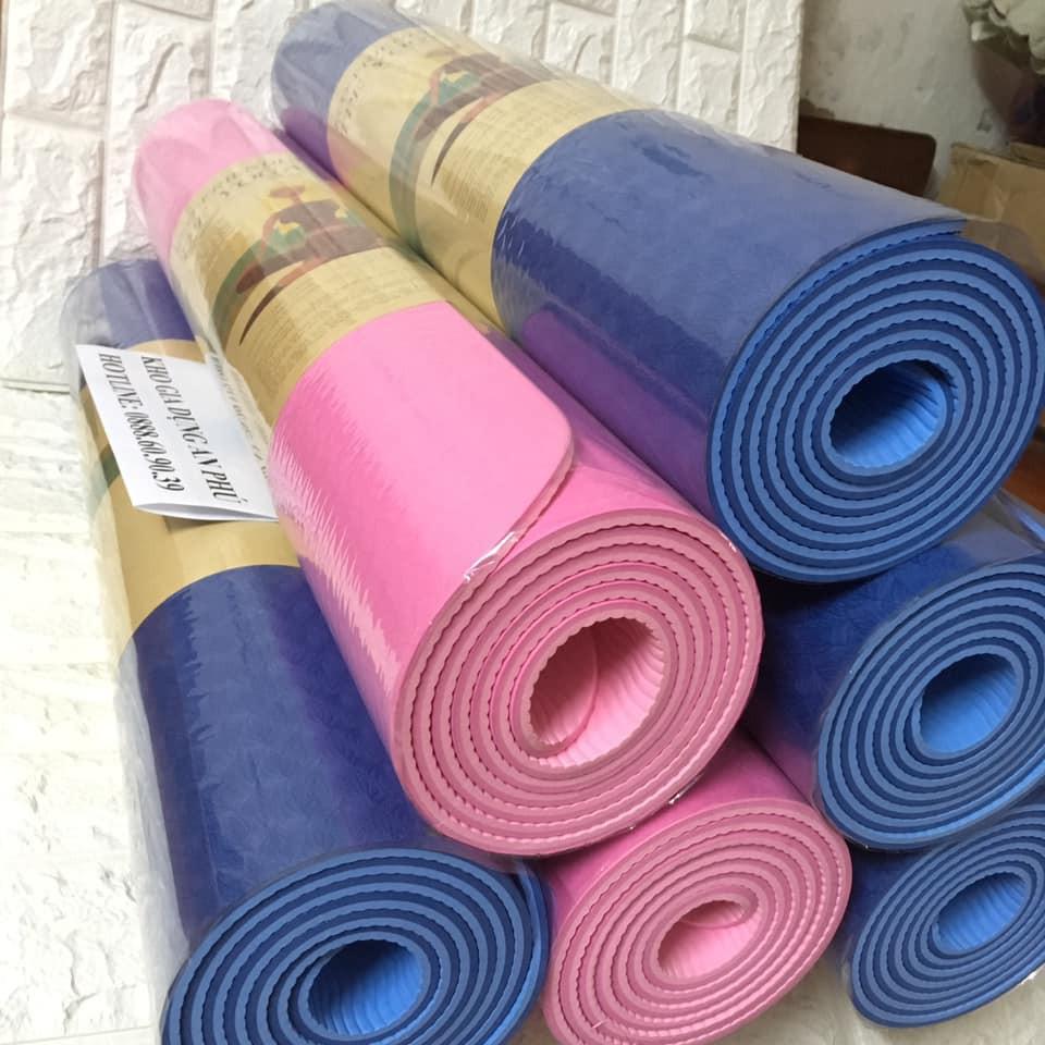 Thảm tập yoga 2 lớp hoa văn loại xịn 6mm- màu ngẫu nhiên