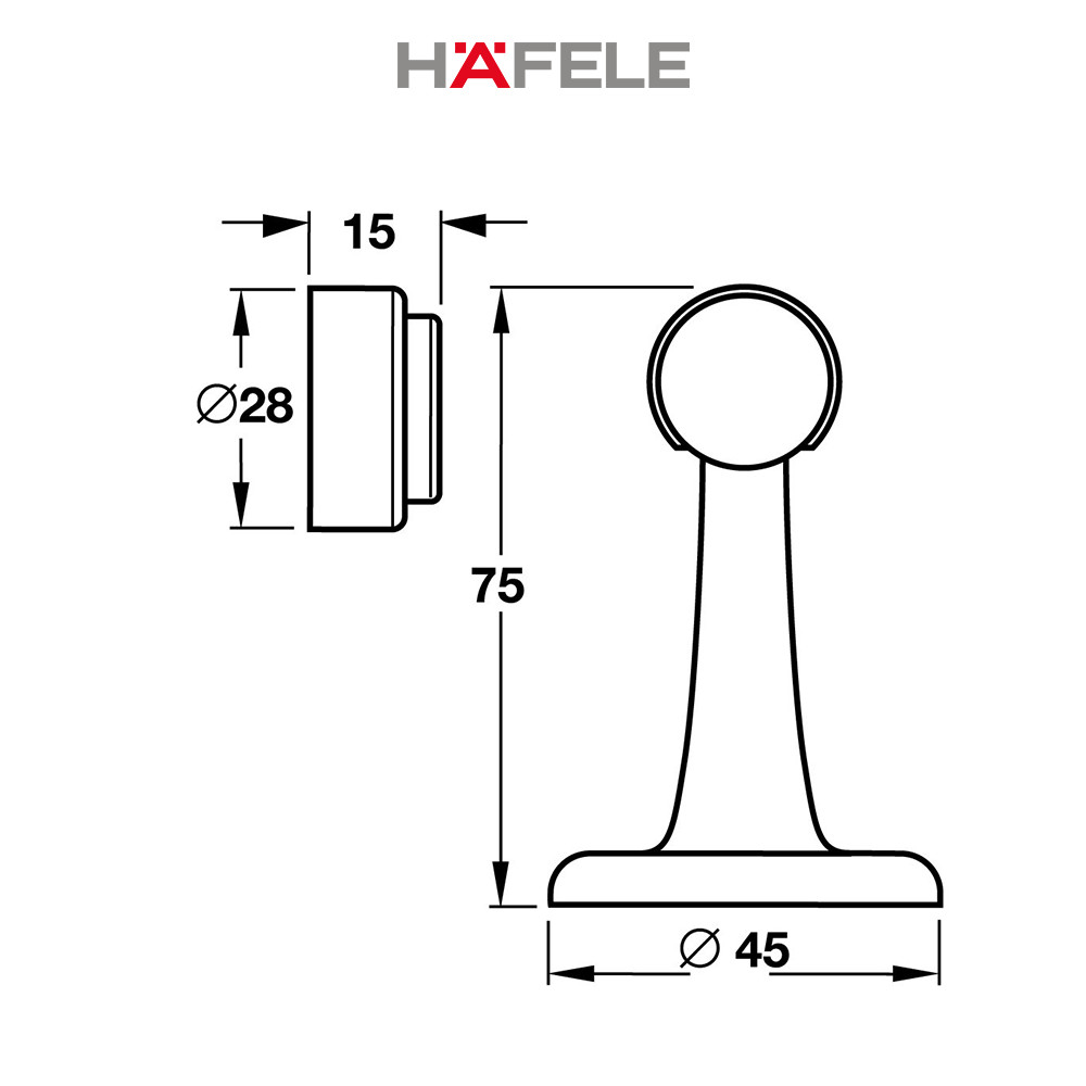 Chặn Cửa Nam Châm ZI, BP Hafele - 489.70.257 (Hàng chính hãng)