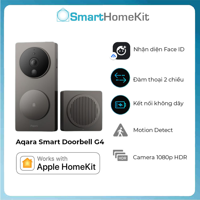 [Quốc Tế] Chuông cửa thông minh Aqara G4 Smart Doorbell 1080p Face ID - Tương Thích HomeKit - Kết nối Wifi - Hàng Chính Hãng