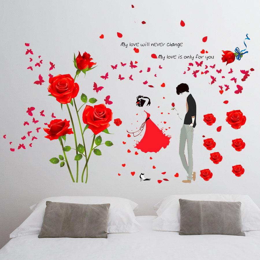Decal dán tường kết hợp Hoa Hồng và em SK9195a+xl7211