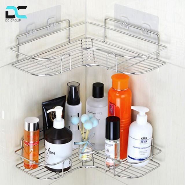 Kệ góc inox 304 dán tường gắn tường có miếng dán chắc chắn Kệ góc inox sáng bóng