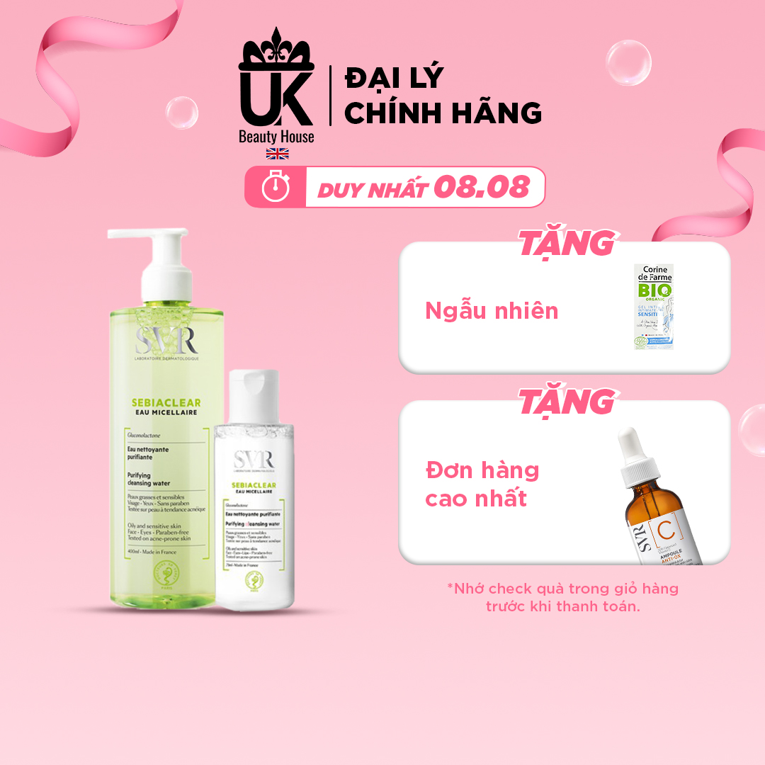 Nước tẩy trang làm sạch da cho da dầu mụn SVR Sebiaclear Eau Micellaire (75ml/ 400ml