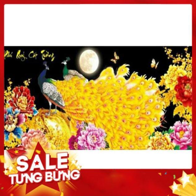 Tranh đính đá Hoa Khai Phú Quý DF451 105x50cm chưa đính