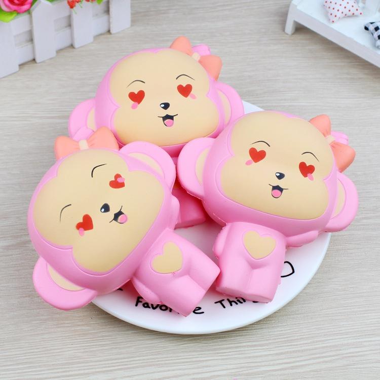 Squishy Lớn JUMBO Hình khỉ mắt tim màu hồng Đồ Chơi Xốp Giảm Stress Hình mềm mịn dễ Thương đàn hồi Cho Bé