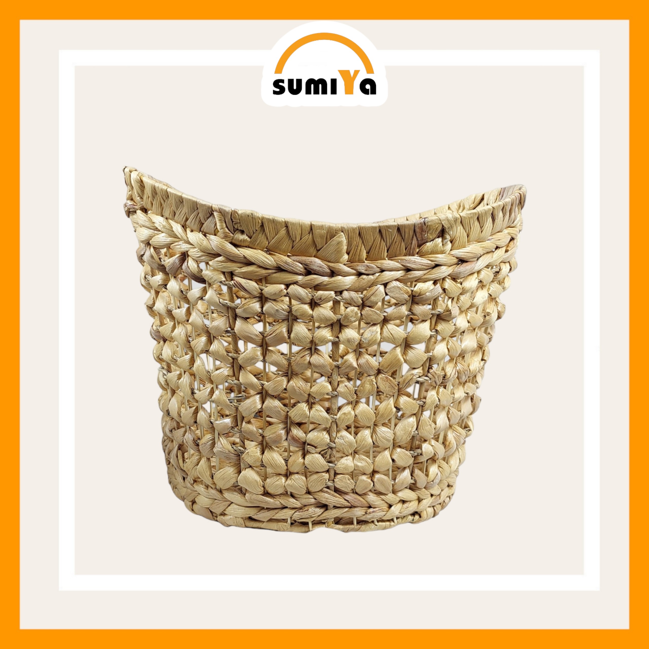 Giỏ lục bình tròn đan hoa thị đựng quần áo