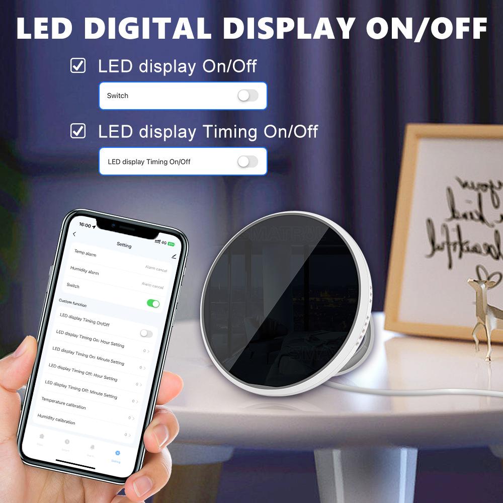 Tuya Wifi Temperature Humidity Sensors APP Remote Monitor Control for Home Intelligent Scenario Linkage Compatible with Amazon Alexa Google Home Voice Control