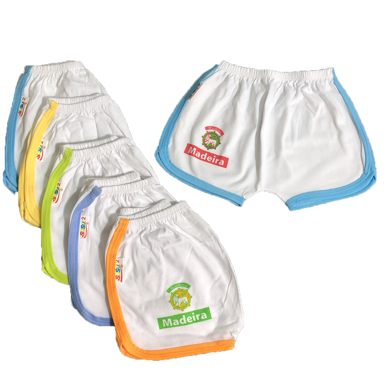 Combo 10 quần đùi trắng viền màu thể thao cho bé SUSU