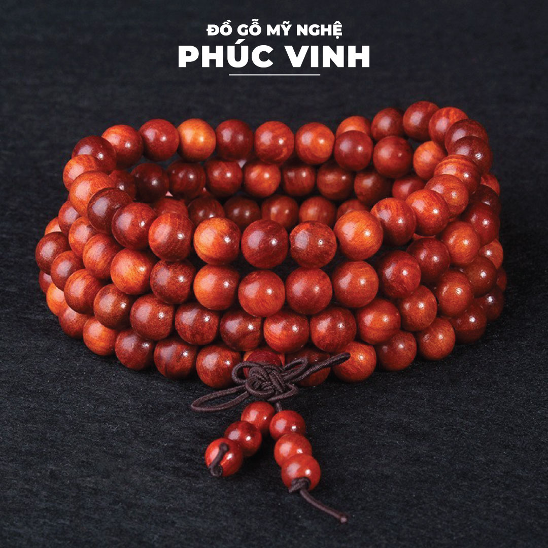 Vòng Tay Phong Thủy Gỗ Huyết Long 108 Hạt Thấu Quang , Trừ Tà, Chiêu Tài Lộc, May Mắn, Bình An, Sức Khỏe