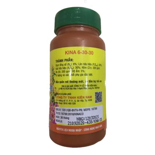 Phân Bón Lá Hỗn Hợp 6-30-30+Te Kina Hủ 100gr Chuyên Kích thích ra hoa